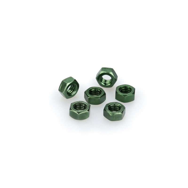 PUIG KIT DE TORNILLOS ANODIZADOS VERDE - COD. 0764V - Tuercas de aluminio anodizado. BlIster de 6 piezas. TamaNo M6.