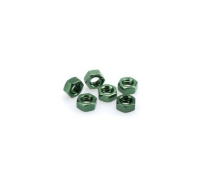 PUIG GREEN ANODIZED SCREWS KIT - COD. 0863V - Anodized aluminum nuts. Blister of 6 pieces. Size M8.