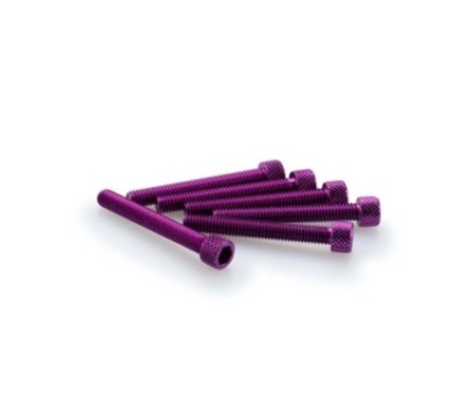 PUIG KIT DE TORNILLOS ANODIZADOS MORADO - COD. 0370L - Cabeza cilIndrica, casquillo hexagonal. BlIster de 6 piezas. TamaNo M6 x 