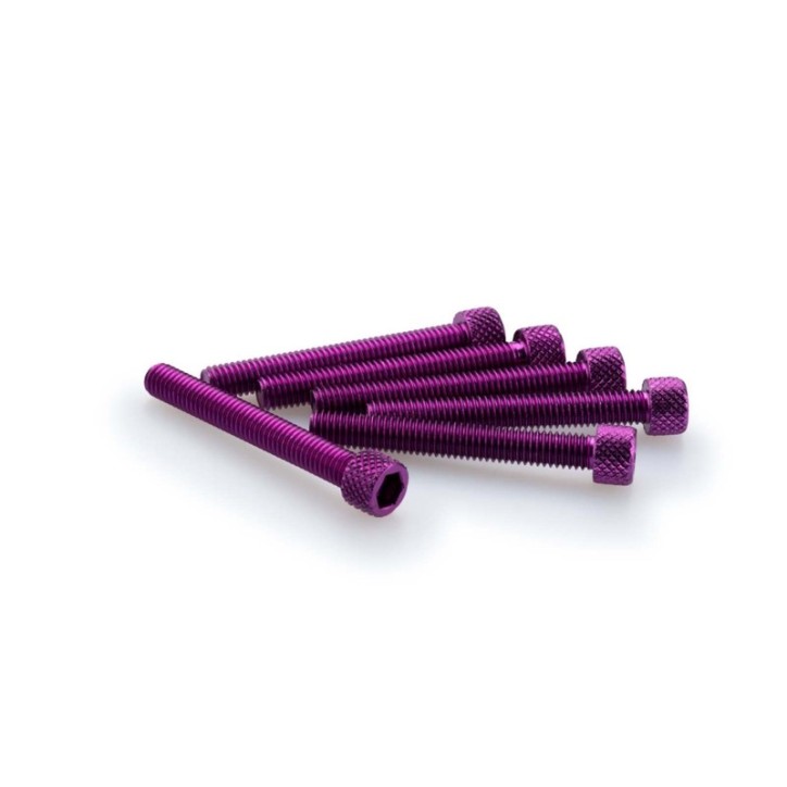 PUIG PURPLE ANODIZED SCREWS KIT - COD. 0370L - Cylindrical head, hexagon socket. Blister of 6 pieces. Size M6 x 45mm.