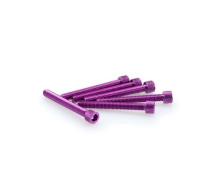 PUIG KIT VIS ANODIZZATE VIOLA - COD. 0421L - Testa cilindrica, cava esagonale. Blister da 6 pezzi. Misura M6 x 50 mm.