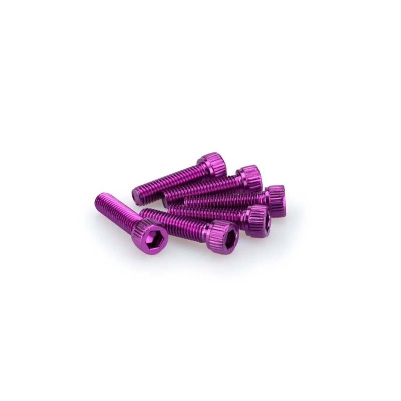 PUIG KIT DE TORNILLOS ANODIZADOS MORADO - COD. 0473L - Cabeza cilIndrica, casquillo hexagonal. BlIster de 6 piezas. TamaNo M8 x 