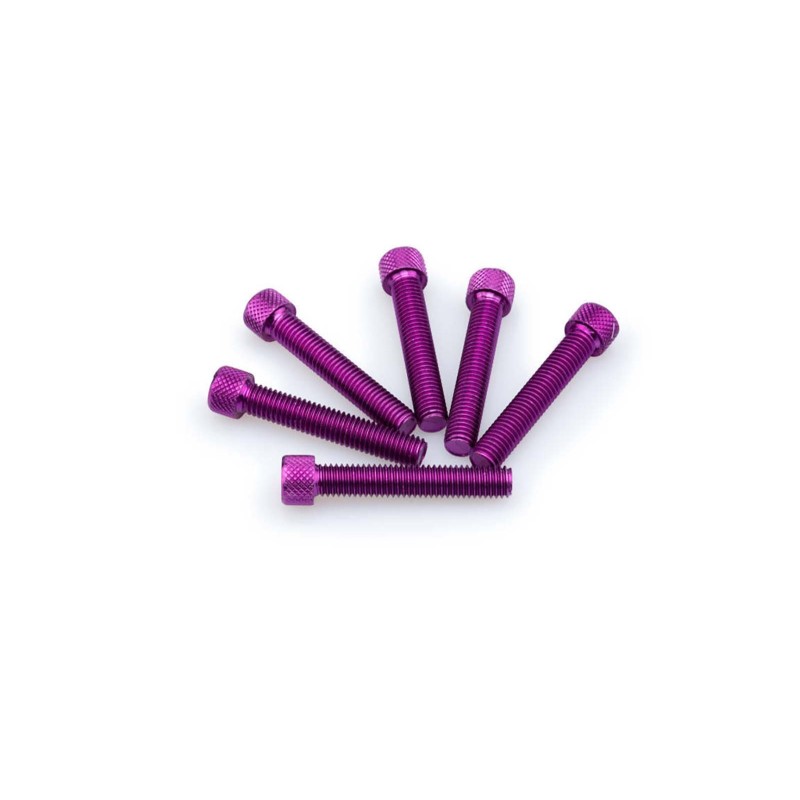 PUIG KIT DE TORNILLOS ANODIZADOS MORADO - COD. 0516L - Cabeza cilIndrica, casquillo hexagonal. BlIster de 6 piezas. TamaNo M8 x 