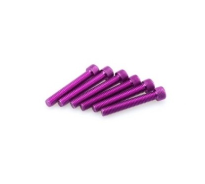 PUIG KIT DE TORNILLOS ANODIZADOS MORADO - COD. 0524L - Cabeza cilIndrica, casquillo hexagonal. BlIster de 6 piezas. TamaNo M8 x 