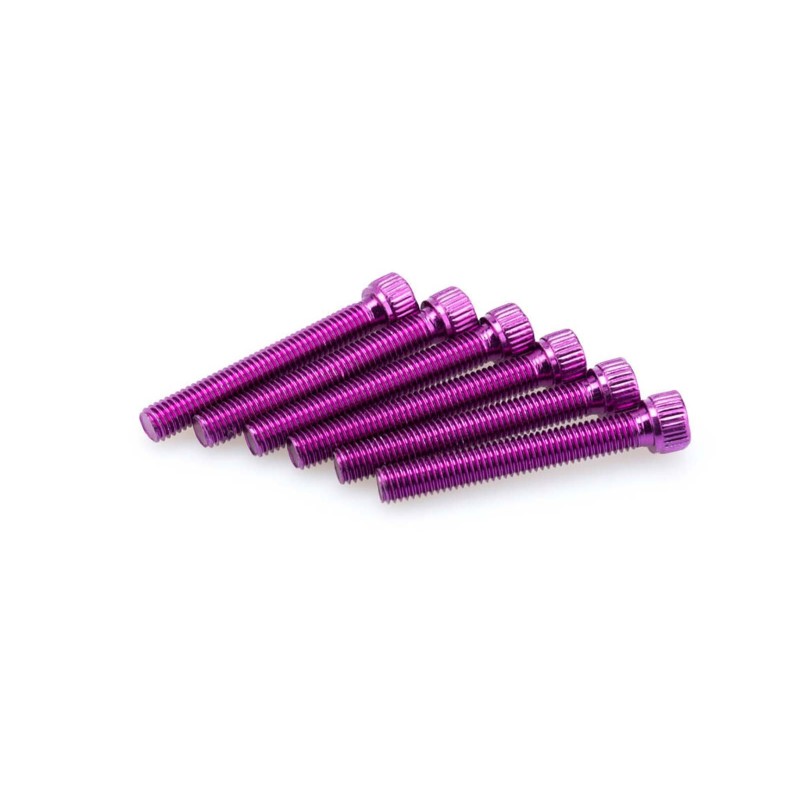 PUIG KIT DE TORNILLOS ANODIZADOS MORADO - COD. 0540L - Cabeza cilIndrica, casquillo hexagonal. BlIster de 6 piezas. TamaNo M8 x 