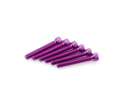 PUIG KIT DE TORNILLOS ANODIZADOS MORADO - COD. 0540L - Cabeza cilIndrica, casquillo hexagonal. BlIster de 6 piezas. TamaNo M8 x 