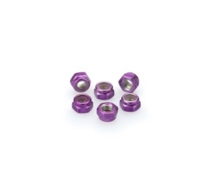 PUIG KIT DE TORNILLOS ANODIZADOS MORADO - COD. 0735L - Tuercas autoblocantes de aluminio anodizado. BlIster de 6 piezas. TamaNo 