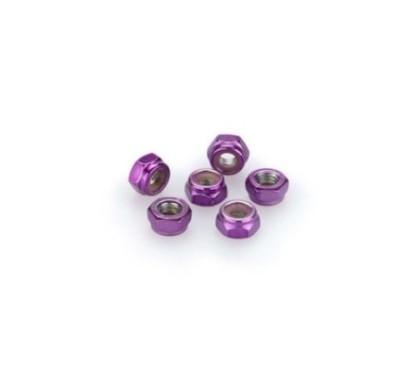 PUIG KIT DE TORNILLOS ANODIZADOS MORADO - COD. 0736L - Tuercas autoblocantes de aluminio anodizado. BlIster de 6 piezas. TamaNo 