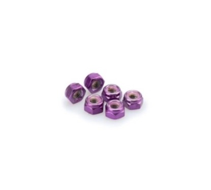 PUIG KIT DE TORNILLOS ANODIZADOS MORADO - COD. 0832L - Tuercas autoblocantes de aluminio anodizado. BlIster de 6 piezas. TamaNo 