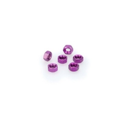 PUIG KIT DE TORNILLOS ANODIZADOS MORADO - COD. 0763L - Tuercas de aluminio anodizado. BlIster de 6 piezas. TamaNo M5.