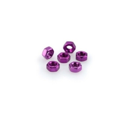 PUIG KIT DE TORNILLOS ANODIZADOS MORADO - COD. 0764L - Tuercas de aluminio anodizado. BlIster de 6 piezas. TamaNo M6.