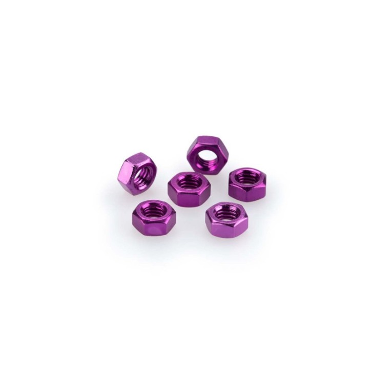 PUIG KIT DE TORNILLOS ANODIZADOS MORADO - COD. 0764L - Tuercas de aluminio anodizado. BlIster de 6 piezas. TamaNo M6.