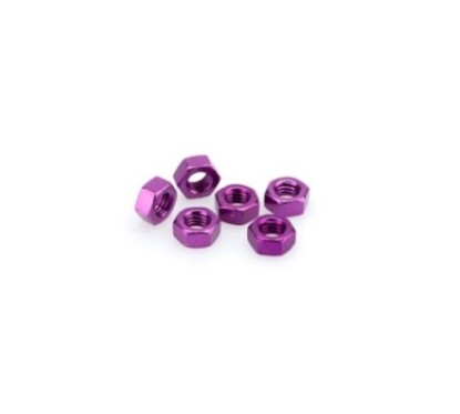 PUIG KIT VIS ANODIZZATE VIOLA - COD. 0863L - Dadi EN ALUMINIUM anodizzato. Blister da 6 pezzi. Misura M8.