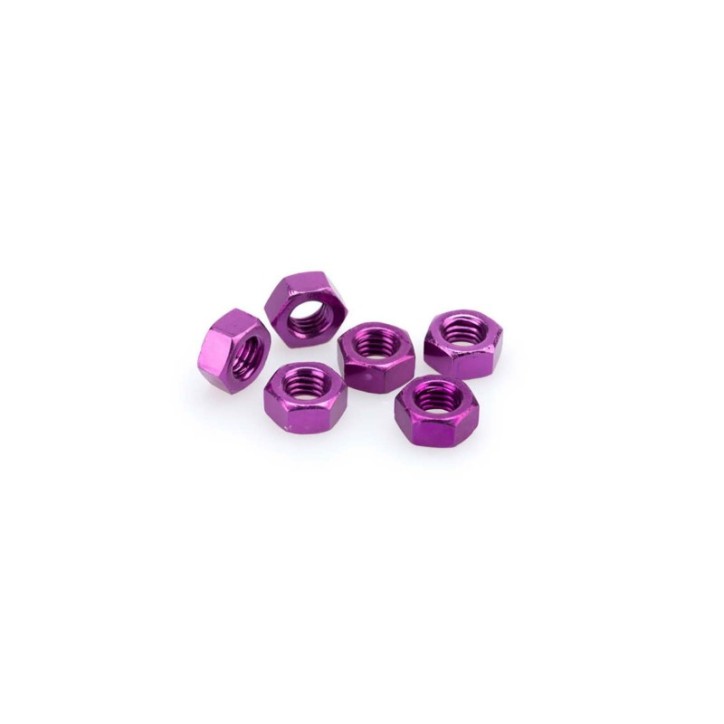 PUIG KIT DE TORNILLOS ANODIZADOS MORADO - COD. 0863L - Tuercas de aluminio anodizado. BlIster de 6 piezas. TamaNo M8.