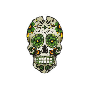 Pegatinas de proteccion de deposito Puig modelo calavera verde