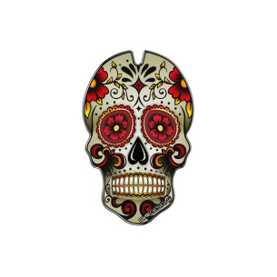 Adhesivos protectores de deposito Puig modelo calavera rojo