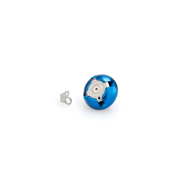 BOUCHON D'HUILE MOTEUR PUIG POUR TRIUMPH COULEUR BLEU - COD. 3760A - MatEriel : aluminium anodisE NOIR AVEC bague colorEe.