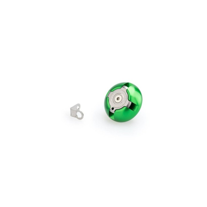 BOUCHON D'HUILE MOTEUR PUIG POUR TRIUMPH COULEUR VERT - COD. 3760V - MatEriel : aluminium anodisE NOIR AVEC bague colorEe.