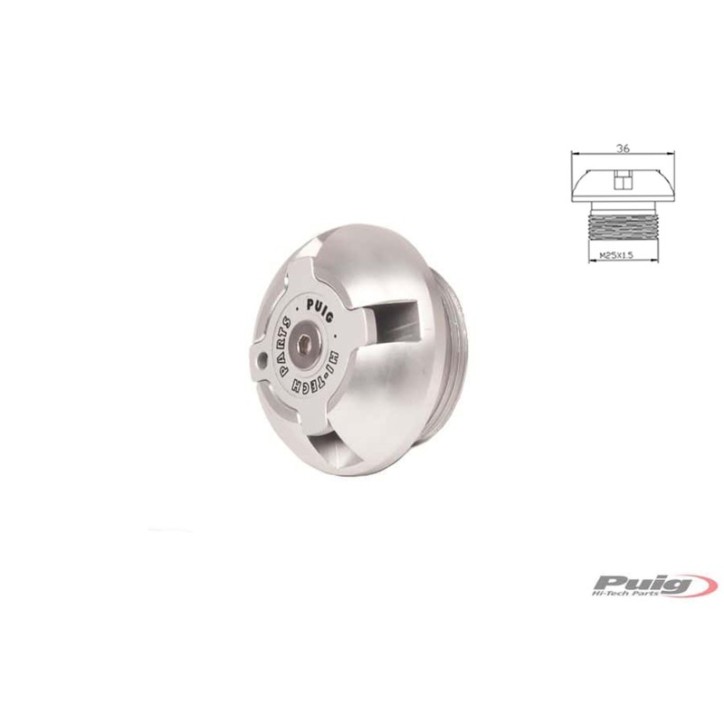 BOUCHON D'HUILE MOTEUR PUIG POUR APRILIA COULEUR ARGENT - COD. 6777P - Filetage M25x1,5.