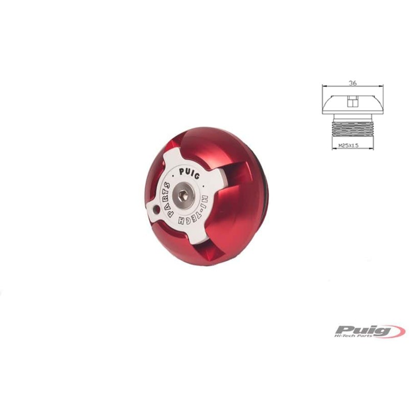 BOUCHON D'HUILE MOTEUR PUIG POUR APRILIA COULEUR ROUGE - COD. 6777R - Filetage M25x1,5.