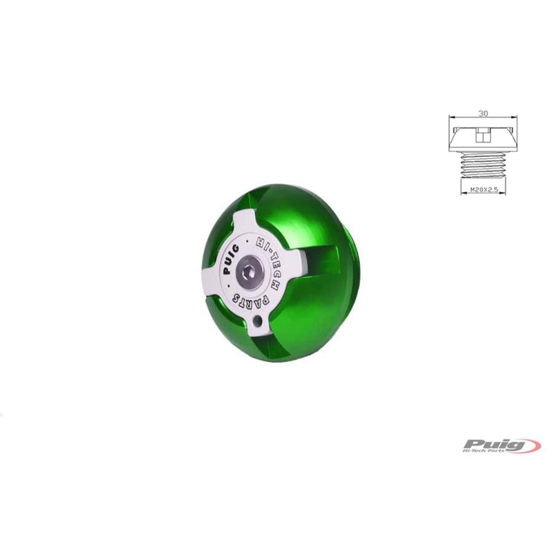 PUIG ENGINE OIL CAP FOR YAMAHA COLOR GREEN - COD. 6781V - M20x2.5 thread.