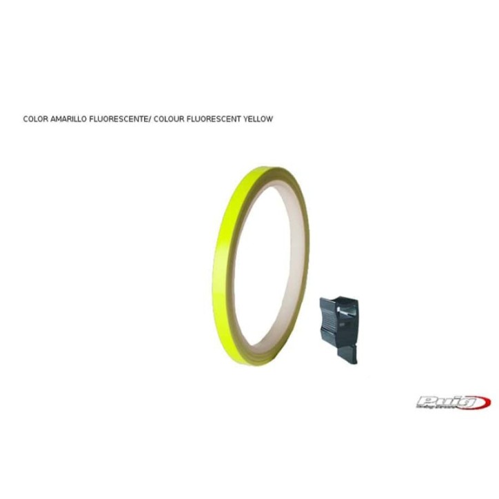 PUIG ADESIVI CERCHI GIALLO - Striscia con applicatore - Un kit utilizzabile 2 ruote - Dimensioni: 7x6 mm - Gomme 16-18 - COD.