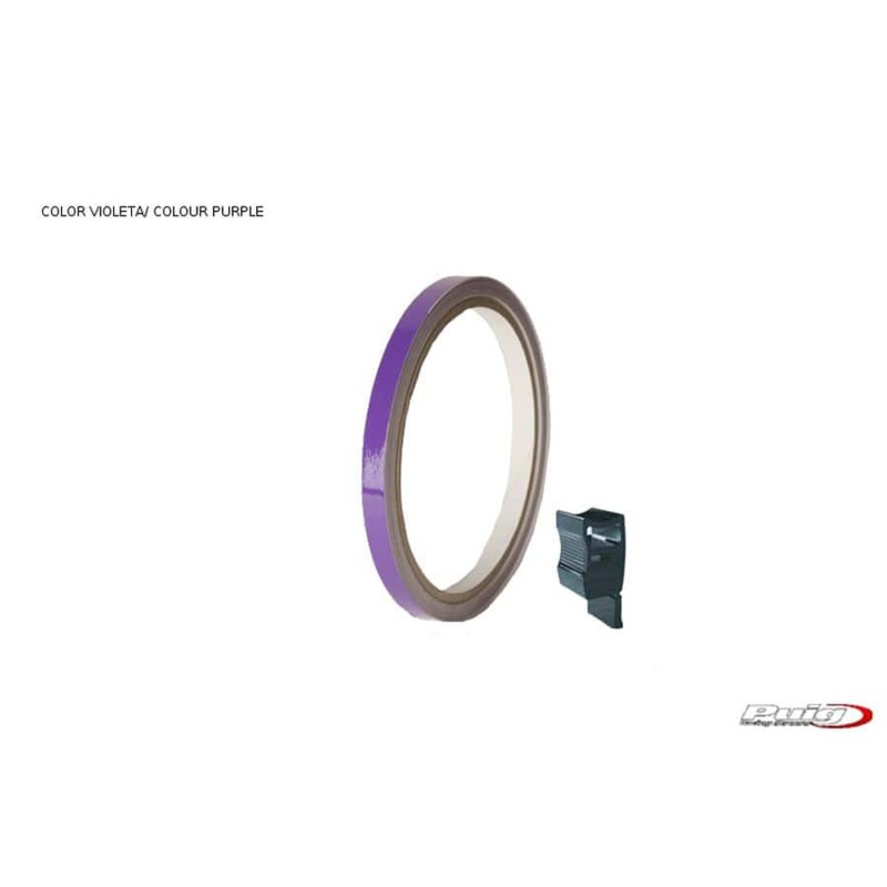 PUIG PURPLE RIMS STICKERS - Strip with applicator - One kit that can be used on 2 wheels - Dimensions: 7x6 mm - Tires 16-18 - CO