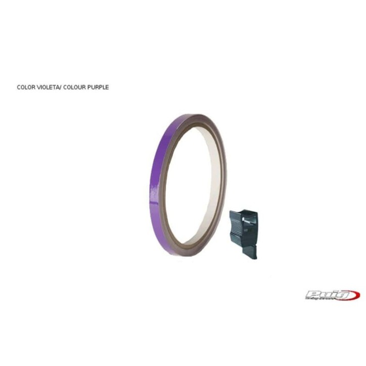 AUTOCOLLANTS JANTES VIOLET PUIG - Bande avec applicateur - Un kit utilisable pour 2 roues - Dimensions : 7x6 mm - Pneus 16-18 -