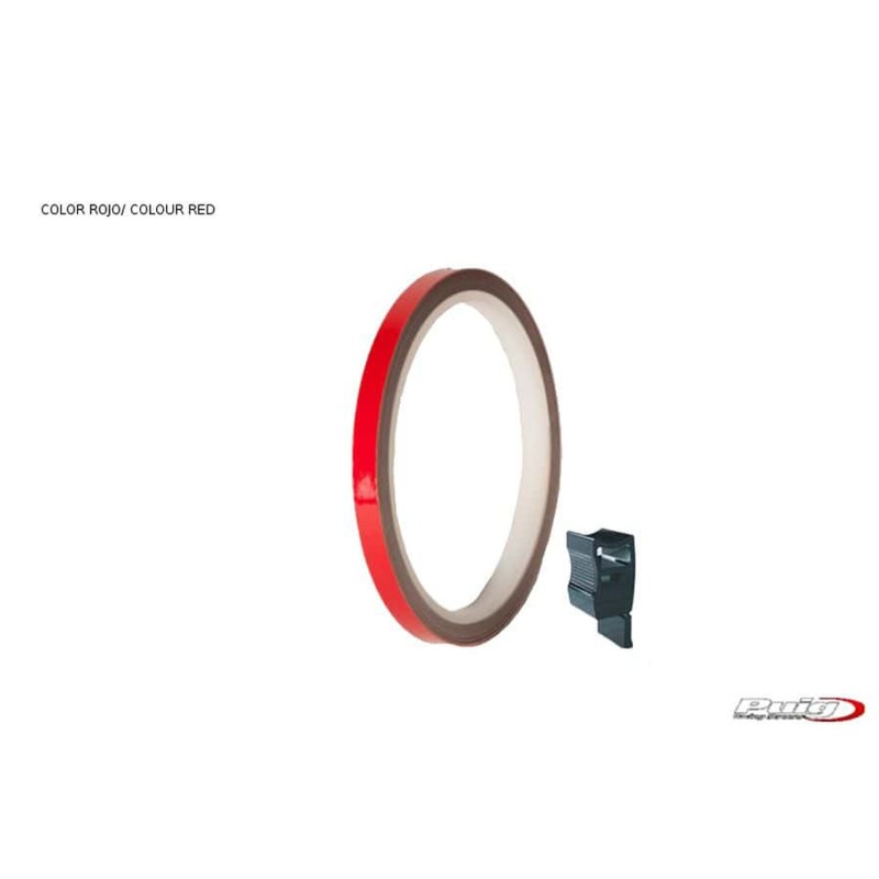 PUIG ADHESIVE RIMS RED - Strip with applicator - One kit that can be used on 2 wheels - Dimensions: 7x6 mm - Tires 16-18 - COD.