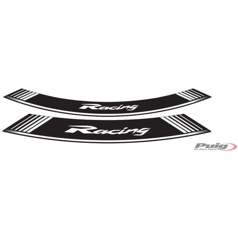 AUTOCOLLANTS POUR JANTES PUIG WHITE RACING - Le set est composE de 8 bandes adhEsives pour jantes de 14 et 21" - COD. 5531B"