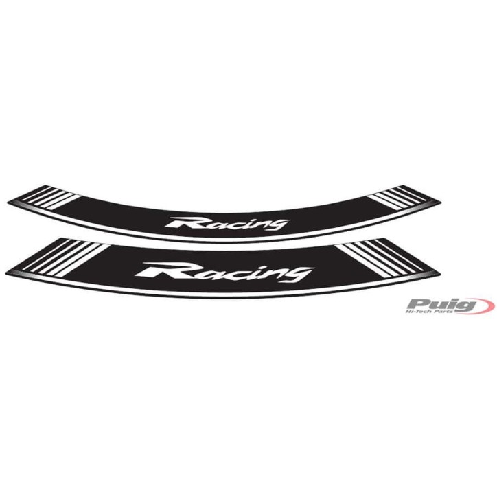 PUIG STICKERS FOR RACING WHEELS WHITE - The set consists of 8 adhesive strips for 14 and 21" rims - COD. 5531B"