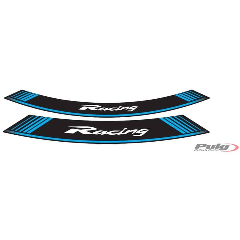 AUTOCOLLANTS POUR JANTES PUIG RACING BLEU - L'ensemble est composE de 8 bandes adhEsives pour roues de 14 et 21" - CODE 5531A"