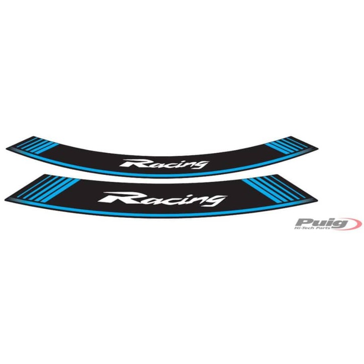 AUTOCOLLANTS POUR JANTES PUIG RACING BLEU - L'ensemble est composE de 8 bandes adhEsives pour roues de 14 et 21" - CODE 5531A"