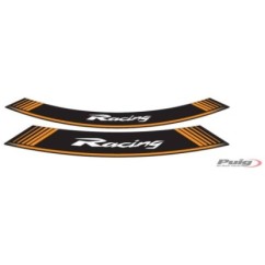 AUTOCOLLANTS POUR JANTES PUIG ORANGE RACING - Le jeu est composE de 8 bandes adhEsives pour jantes de 14 et 21" - CODE 5531T"