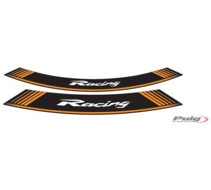 AUTOCOLLANTS POUR JANTES PUIG ORANGE RACING - Le jeu est composE de 8 bandes adhEsives pour jantes de 14 et 21" - CODE 5531T"