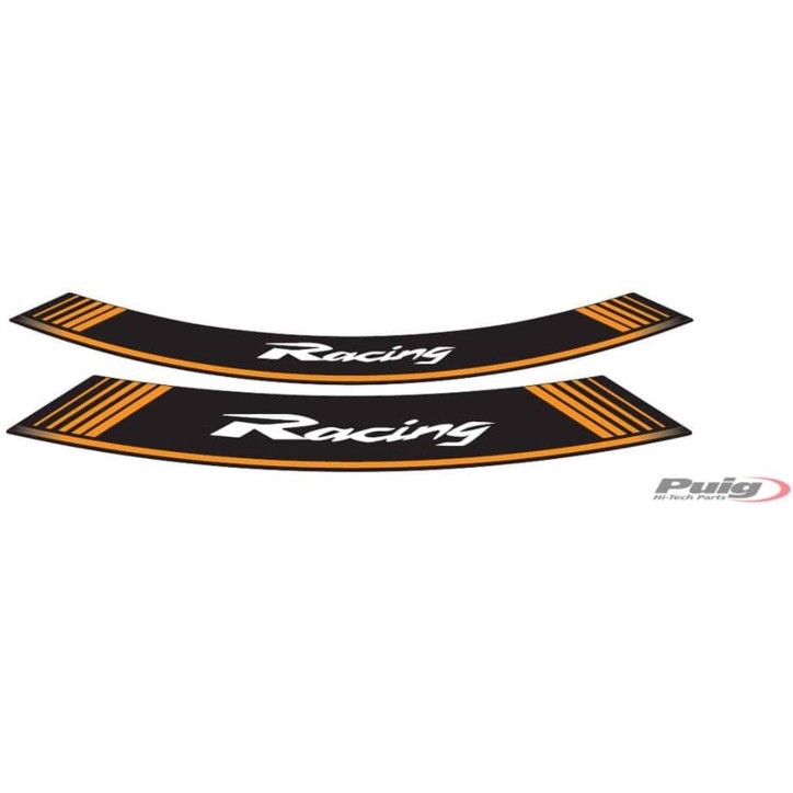 AUTOCOLLANTS POUR JANTES PUIG ORANGE RACING - Le jeu est composE de 8 bandes adhEsives pour jantes de 14 et 21" - CODE 5531T"