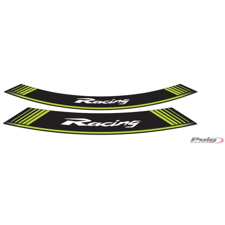 AUTOCOLLANTS POUR JANTES PUIG VERT RACING - Le jeu est composE de 8 bandes adhEsives pour jantes de 14 et 21" - CODE 5531V"