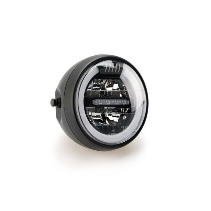 PUIG UNIVERSAL LUMEN LED HEADLIGHT BLACK - COD. 1944N - Dimensions (HxL): 160.4x175 mm. Approved.