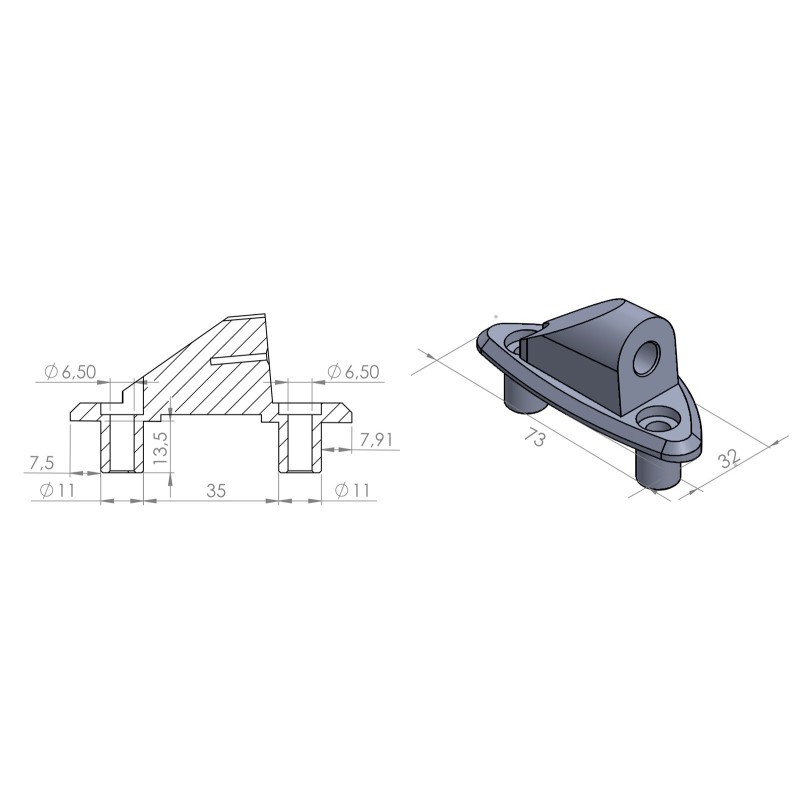 PUIG ADAPTATEUR RETROVISEUR DROIT TRIUMPH DAYTONA 675 13-16 NOIR