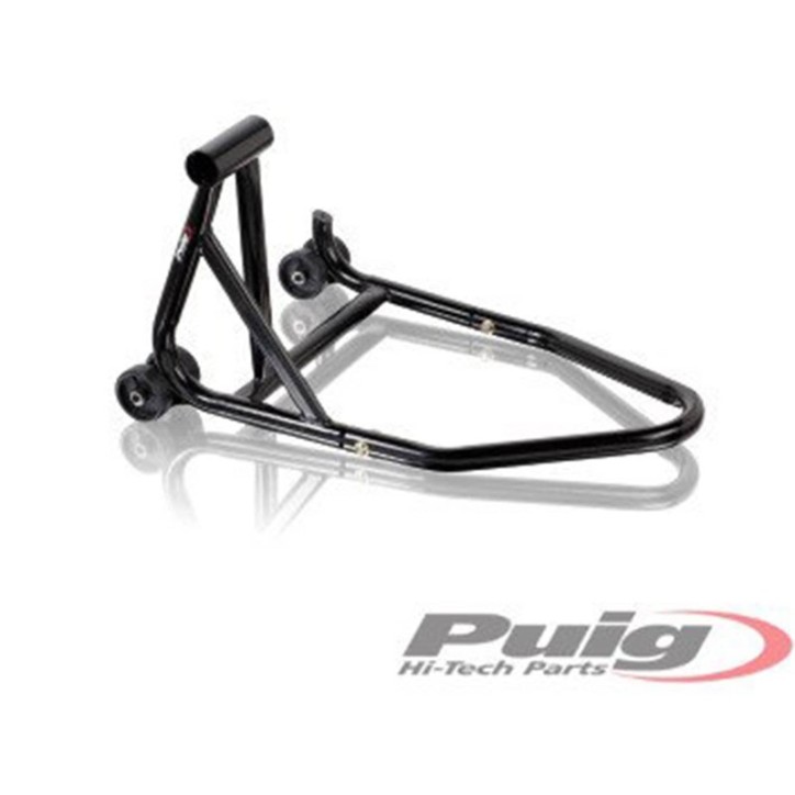 PUIG SINGLE-ARM REAR STAND LEFT SIDE BLACK - Includes axles with a diameter of 35.50 mm.