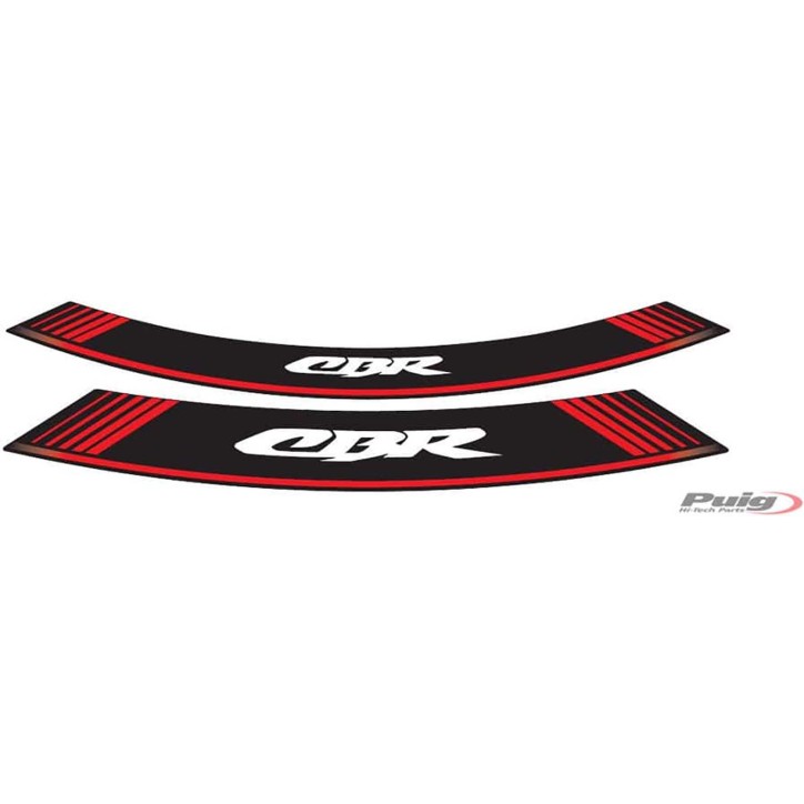 PUIG STICKERS FOR RIMS HONDA CBR RED - The set consists of 8 adhesive strips - COD. 5524R