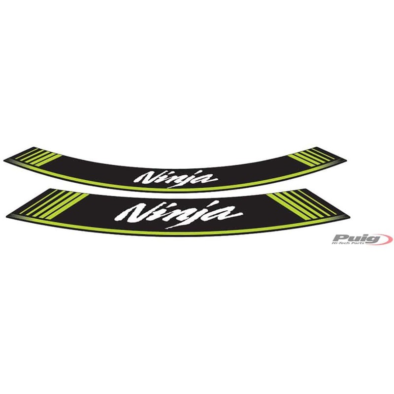 AUTOCOLLANTS POUR JANTES PUIG KAWASAKI NINJA VERT - L'ensemble AVEC est composE de 8 bandes adhEsives - COD. 5528V