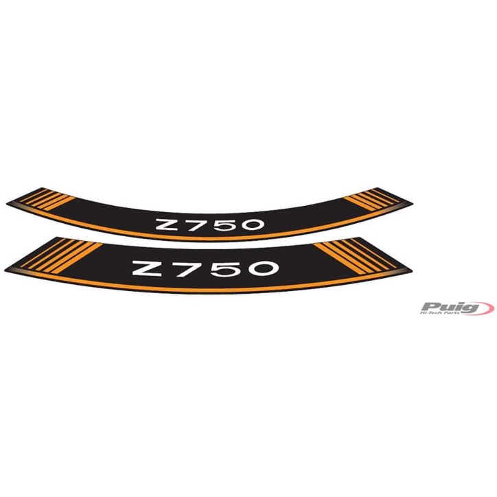 PUIG ADHESIVOS LLANTAS KAWASAKI Z750 NARANJA - El set se compone de 8 tiras adhesivas - COD. 5545T