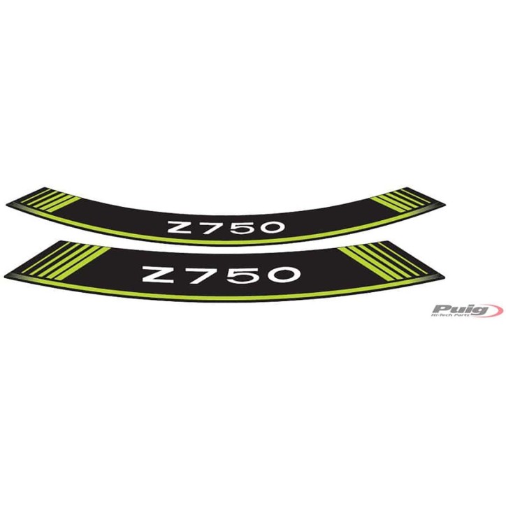 PUIG ADHESIVOS RUEDAS KAWASAKI Z750 VERDE - El set se compone de 8 tiras adhesivas - COD. 5545V