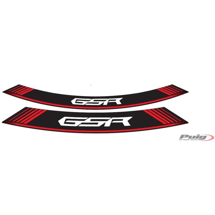 PUIG ADHESIVOS LLANTAS SUZUKI GSR ROJO - El set se compone de 8 tiras adhesivas - COD. 5989R