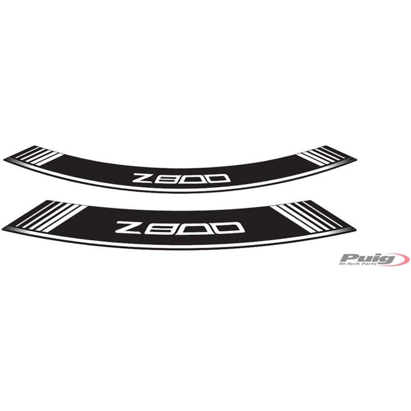 PUIG ADHESIVOS RUEDAS KAWASAKI Z800 BLANCO - El set se compone de 8 tiras adhesivas - COD. 6561B