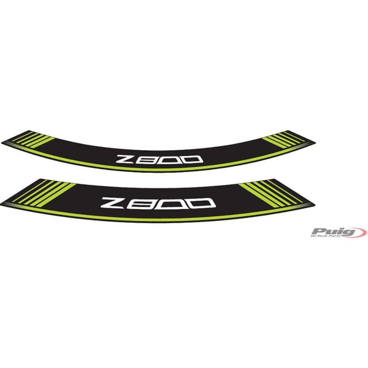 PUIG STICKERS FOR WHEELS KAWASAKI Z800 GREEN - The set consists of 8 adhesive strips - COD. 6561V