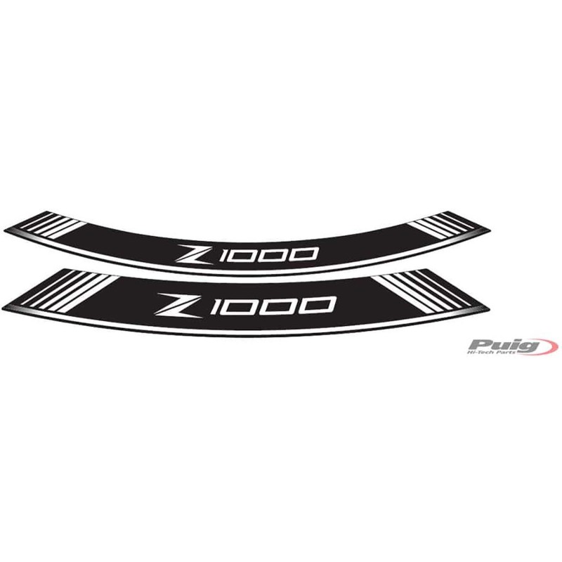 PUIG ADHESIVOS RUEDAS KAWASAKI Z1000 BLANCO - El set se compone de 8 tiras adhesivas - COD. 7590B