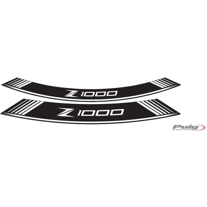 PUIG ADHESIVOS RUEDAS KAWASAKI Z1000 BLANCO - El set se compone de 8 tiras adhesivas - COD. 7590B