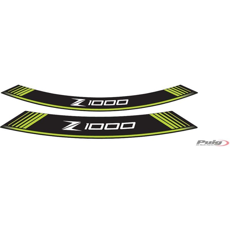 AUTOCOLLANTS DE ROUES PUIG KAWASAKI Z1000 VERT - L'ensemble AVEC est composE de 8 bandes adhEsives - COD. 7590V